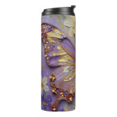 Bouteilles Isothermes Beau Papillon Violet et Fleurs (Tourné sur la gauche)