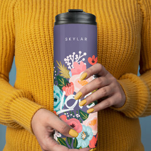 Bouteilles Isothermes Beau Violet Botanique Floral Fleurissant