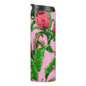 Bouteilles Isothermes Beaux Feuilles verts tropicaux aux fleurs rouges | (Tourné sur la droite)