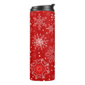 Bouteilles Isothermes Beaux Snowflakes sur Noël Arrière - plan rouge (Tourné sur la gauche)