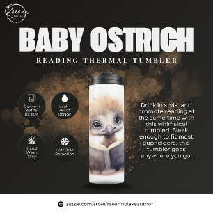 Bouteilles Isothermes Bébé Autruche Lisant un Tumbler Thermique
