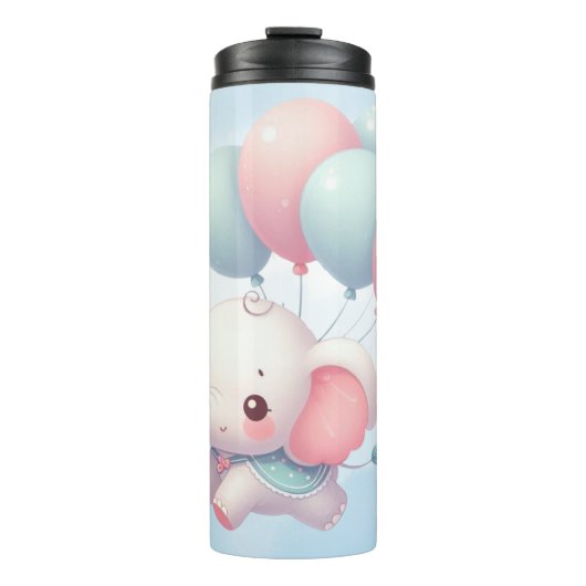Bouteilles Isothermes bébé éléphant avec ballons (Devant)