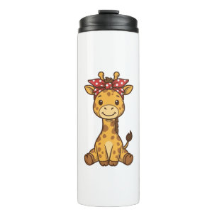 Bouteilles Isothermes Bébé girafe mignon avec noeud papillon design vect