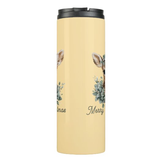 Bouteilles Isothermes Bébé mignon Cerf Joyeux Noël - Aquarelle Fawn (Dos)