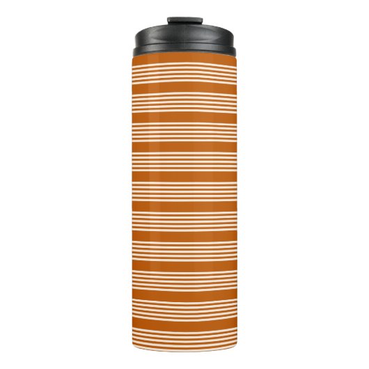 Bouteilles Isothermes Beige et orange brûlé cinq rayures motif (Devant)