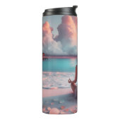 Bouteilles Isothermes Belle femme méditant sur la plage vierge (Tourné sur la gauche)