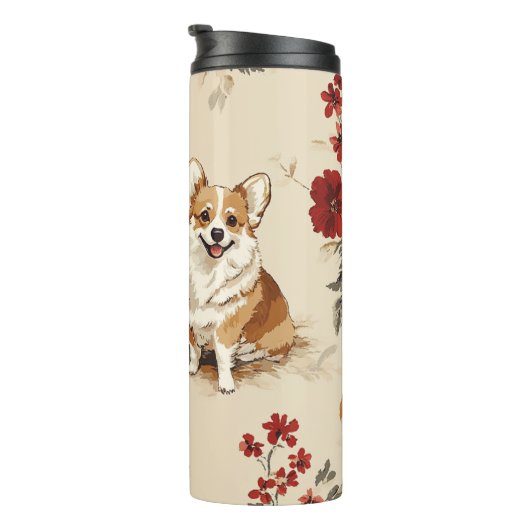 Bouteilles Isothermes Belle Fleur de Noël Corgi Chien (Tourné sur la droite)