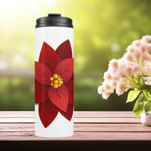 Bouteilles Isothermes Belle Paruline de Noël Rouge Poinsettia