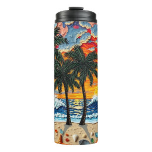 Bouteilles Isothermes Belle scène de plage avec des palmiers