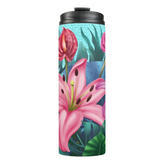 Bouteilles Isothermes Belles fleurs tropicales (Devant)