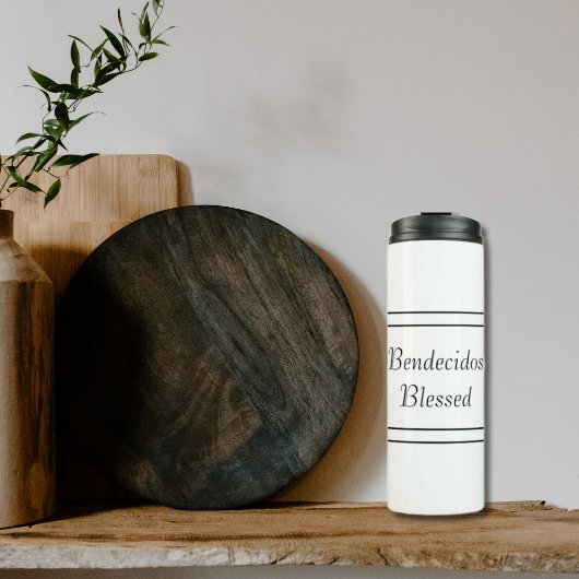 Bouteilles Isothermes Bendecido espagnol noir et blanc bilingue béni