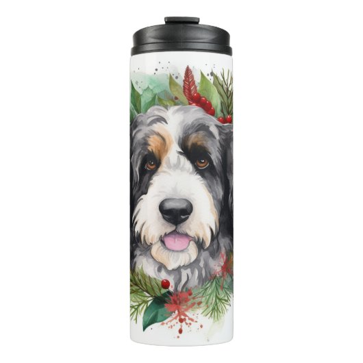 Bouteilles Isothermes Bernedoodle Christmas Wreath Festive Pup (Devant)