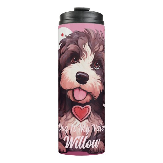 Bouteilles Isothermes Bernedoodle Dog Est Mon Valentin Personnalisé (Devant)