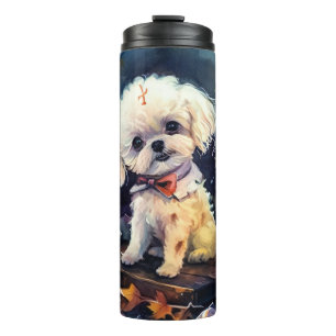 Bouteilles Isothermes Bichon Frise d'Halloween avec des citrouilles effr