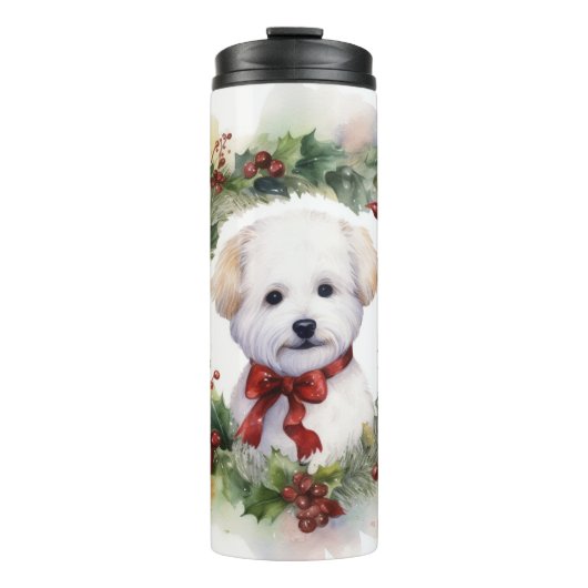 Bouteilles Isothermes Bichon Frise Wreath Festive Pup (Devant)