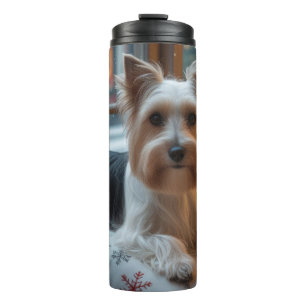 Bouteilles Isothermes Biewer Terrier avec lumières de Noël vacances