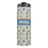 Bouteilles Isothermes Bird Pattern Kingfisher, Blue Jay, Woodpecker Name (Devant)