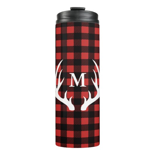Bouteilles Isothermes Bison blanc Antlers Chèque Plaid & Initial (Devant)
