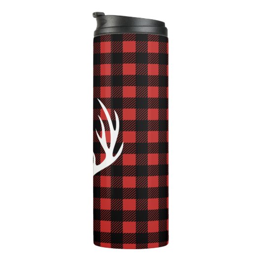 Bouteilles Isothermes Bison blanc Antlers Chèque Plaid & Initial (Tourné sur la droite)