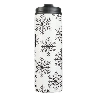 Bouteilles Isothermes Black and White Snowflake Pattern Thermal Tumbler