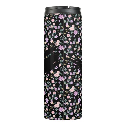 Bouteilles Isothermes Black Flower Lady floral pattern (Dos)