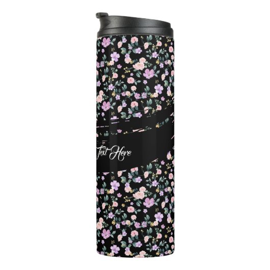 Bouteilles Isothermes Black Flower Lady floral pattern (Tourné sur la droite)