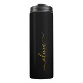 Bouteilles Isothermes Black Gold Modern Script Girl Monogramme Nom (Devant)