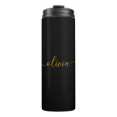 Bouteilles Isothermes Black Gold Modern Script Girl Monogramme Nom (Devant)