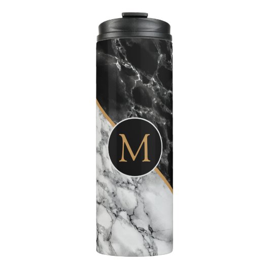Bouteilles Isothermes Black & Marbre blanc Stone tendance - Ajouter votr (Devant)