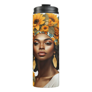 Bouteilles Isothermes Black queen floral afro melanin femme amour fleur