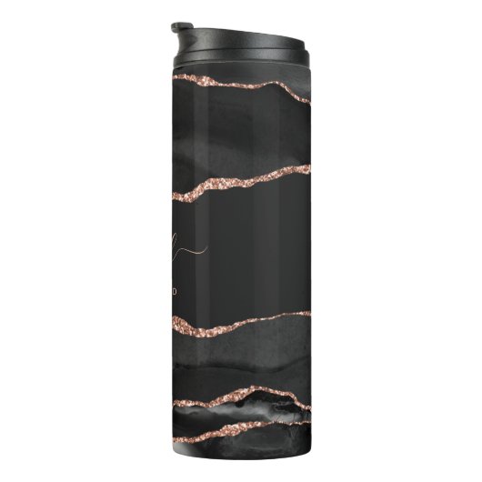 Bouteilles Isothermes Black Rose Gold Agate Dark Bridesmaid Mariage (Tourné sur la droite)