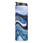 Bouteilles Isothermes Blanc argenté, texture marbré d'eau profonde. (Tourné sur la droite)