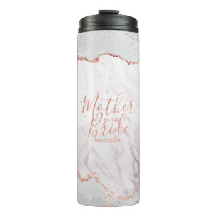 Bouteilles Isothermes Blanc et or rose agate marbre mère de la mariée