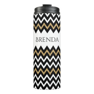 Bouteilles Isothermes Blanc noir * Parties scintillant or Motif Chevron