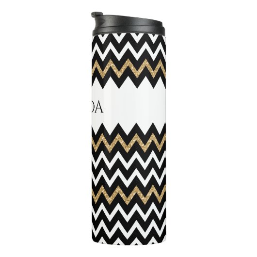 Bouteilles Isothermes Blanc noir * Parties scintillant or Motif Chevron (Tourné sur la droite)