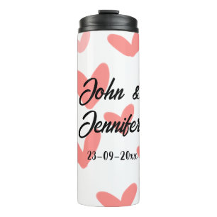 Bouteilles Isothermes blanc simple style de texte mariage rouge coeur
