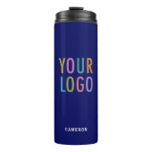 Bouteilles Isothermes Bleu 12 oz Paruline isolée avec logo d'entreprise (Devant)