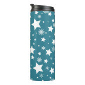 BOUTEILLES ISOTHERMES BLEU AVEC ÉTOILES BLANCHES & FLAKES À NEIGE (Tourné sur la droite)