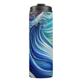 Bouteilles Isothermes Bleu avec or Abstrait Ocean Waves Artwork (Devant)
