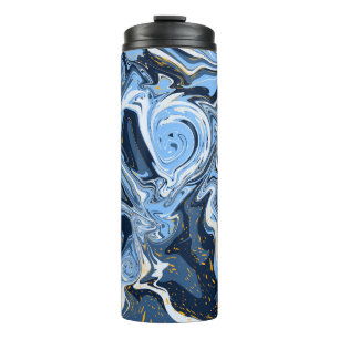 Bouteilles Isothermes Bleu, blanc et doré Fluid Art