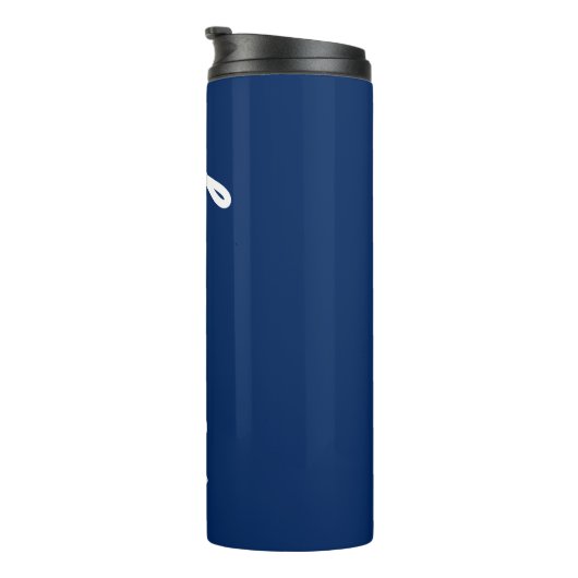 Bouteilles Isothermes Bleu Blanc Monogramme Hubby Cool Élégant Moderne (Tourné sur la droite)