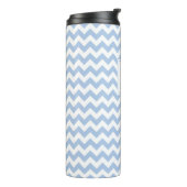 Bouteilles Isothermes Bleu clair et blanc Chevron raypes avec Monogramme (Tourné sur la gauche)