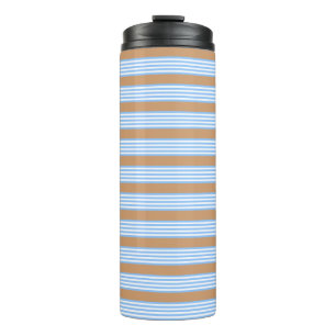 Bouteilles Isothermes Bleu et blanc cinq bandes motif avec bronze