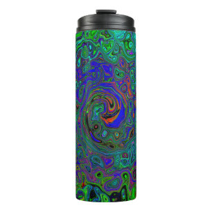 Bouteilles Isothermes Bleu marbré et Aquamarine Abstrait rétro tourbillo