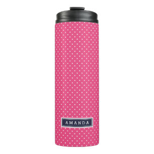 Bouteilles Isothermes Bleu marine et rose petits points monogramme