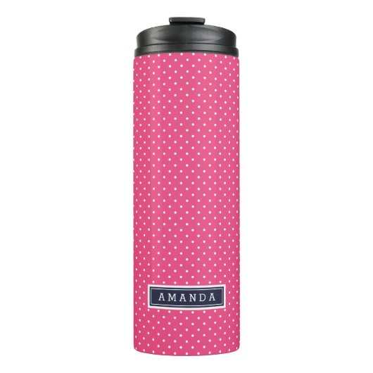 Bouteilles Isothermes Bleu marine et rose petits points monogramme (Devant)