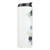 Bouteilles Isothermes bleu marine poussiéreux vert floral (Tourné sur la gauche)