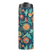 Bouteilles Isothermes Bleu Orange Boho Cactus Motif occidental (Devant)