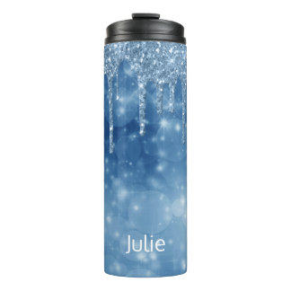 Bouteilles Isothermes Bleu Parties scintillant à goutte Tumbler thermiqu