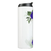 Bouteilles Isothermes bleu royal et fleurs blanches verdure (Tourné sur la gauche)